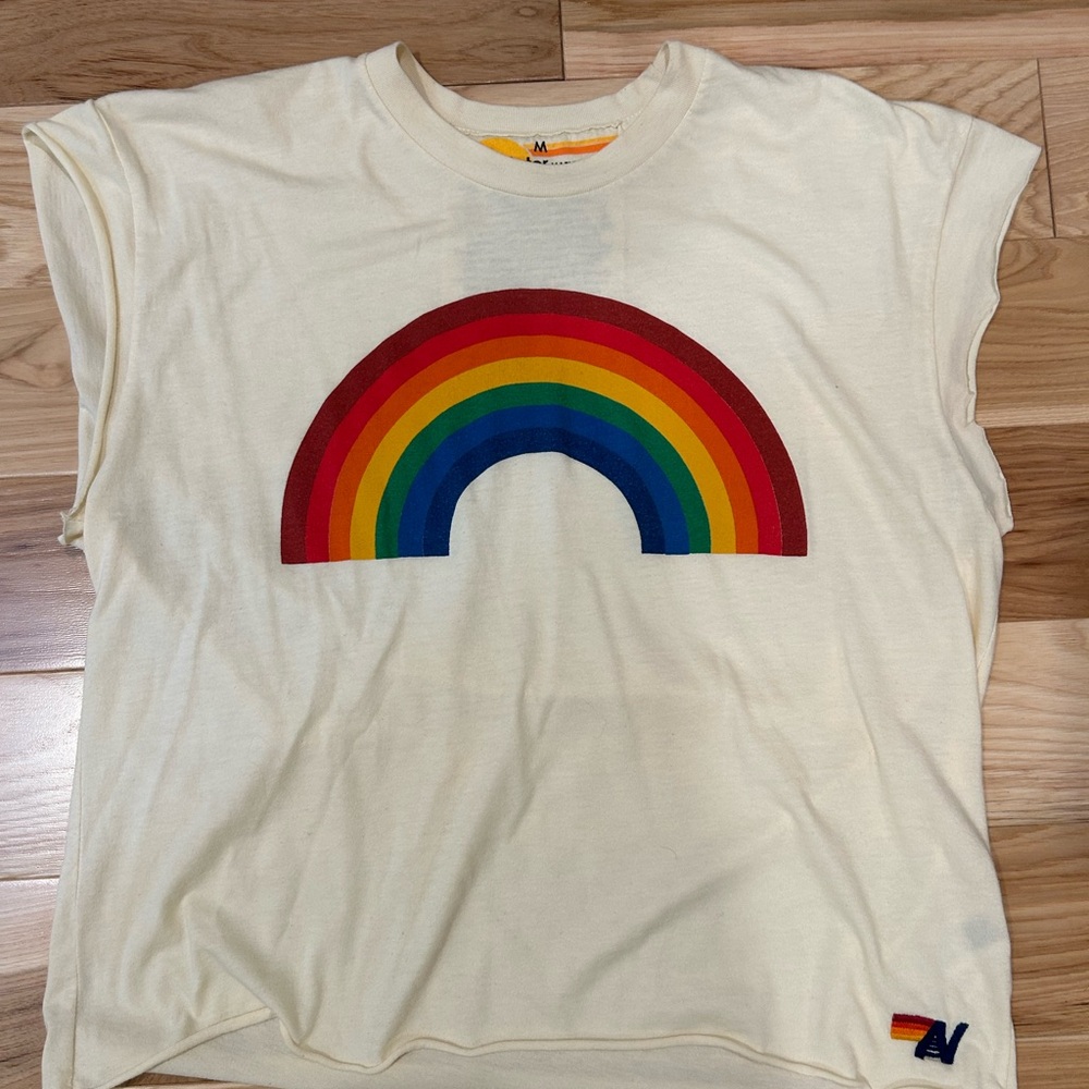 Aviator Nation Cream Rainbow T-Shirt